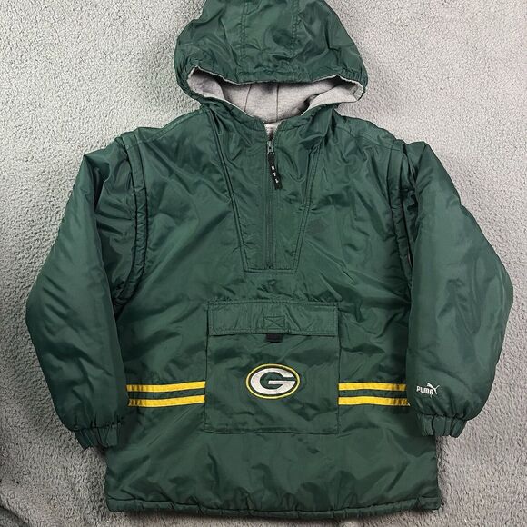 Vintage Green Bay Packers Jacket NFL Football Coat Puma Youth‎ XL - Picture 1 of 8